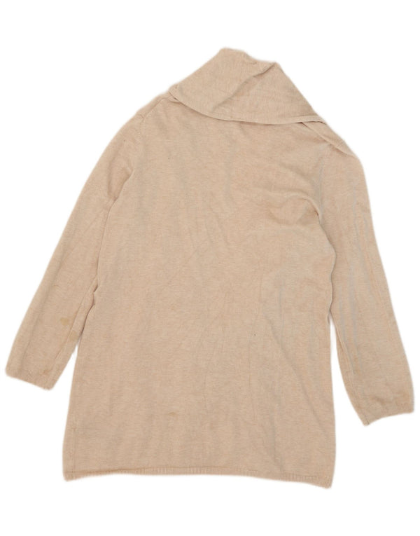 Suéter cardigã aberto com palangre feminino Zara Reino Unido 18 XL bege viscose
