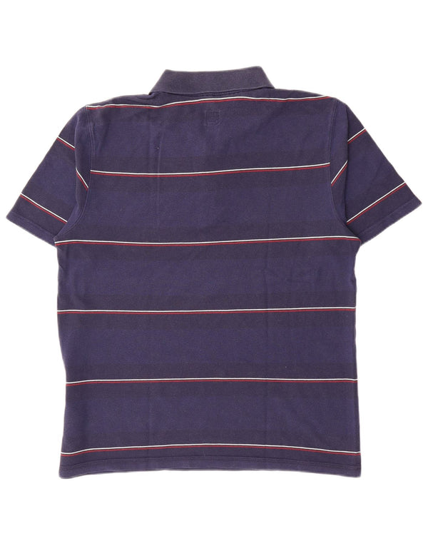 Camisa polo masculina Adidas grande algodão listrado azul marinho