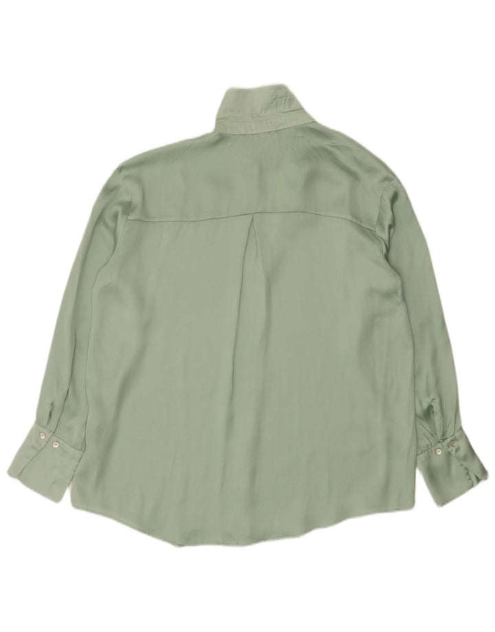 Zara blusa feminina oversized UK 14 poliéster verde médio