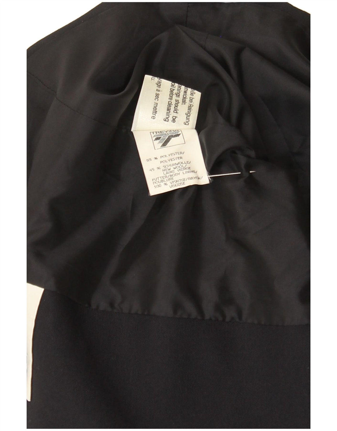 Jaqueta blazer trevira feminina com peito duplo Reino Unido 16 grande azul marinho