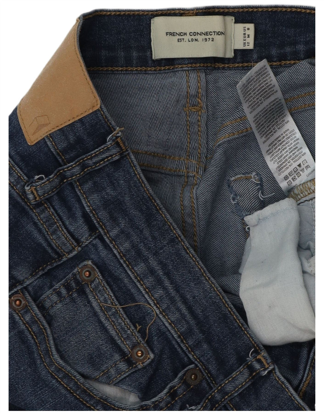 FRENCH CONNECTION Jeans Slim Feminino Reino Unido 12 Médio W30 L27 Algodão Azul