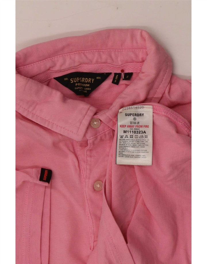 Camisa polo masculina Superdry pequena rosa algodão