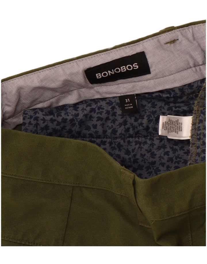 BONOBOS Mens Chino Shorts W31 Algodão Verde Médio