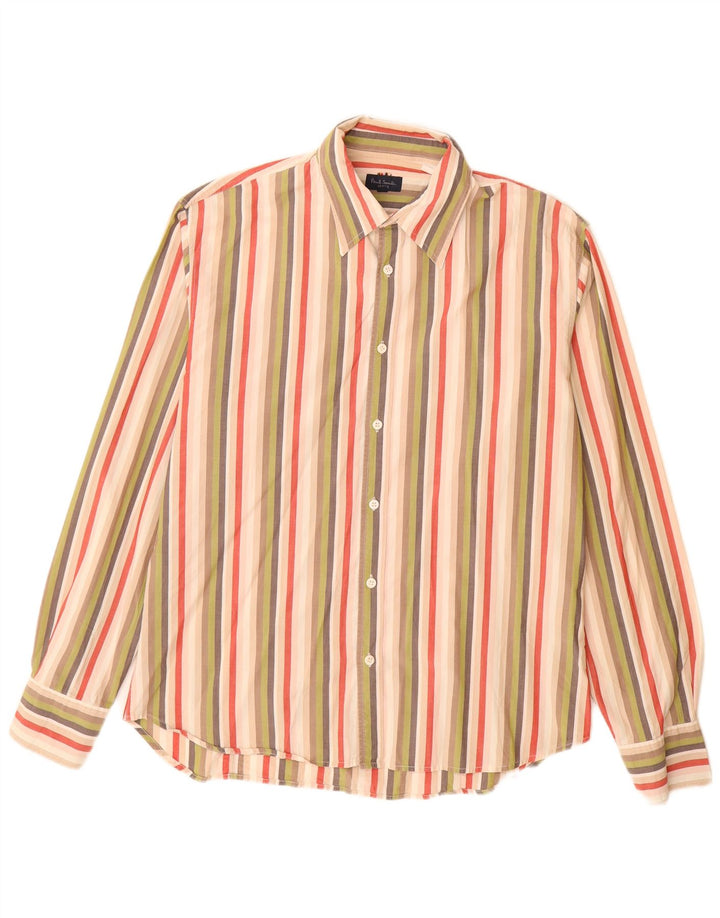 Camisa masculina Paul Smith grande listrada multicolorida de algodão