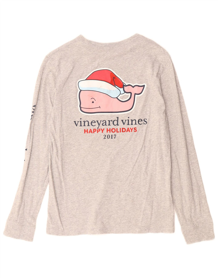 VINEYARD VINES Top gráfico feminino manga comprida Reino Unido 14 grande cinza manchado