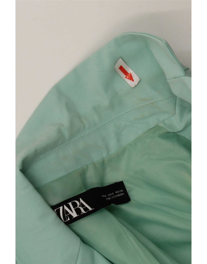 Jaqueta blazer feminina Zara com 1 botão EU 34 2XS turquesa poliéster