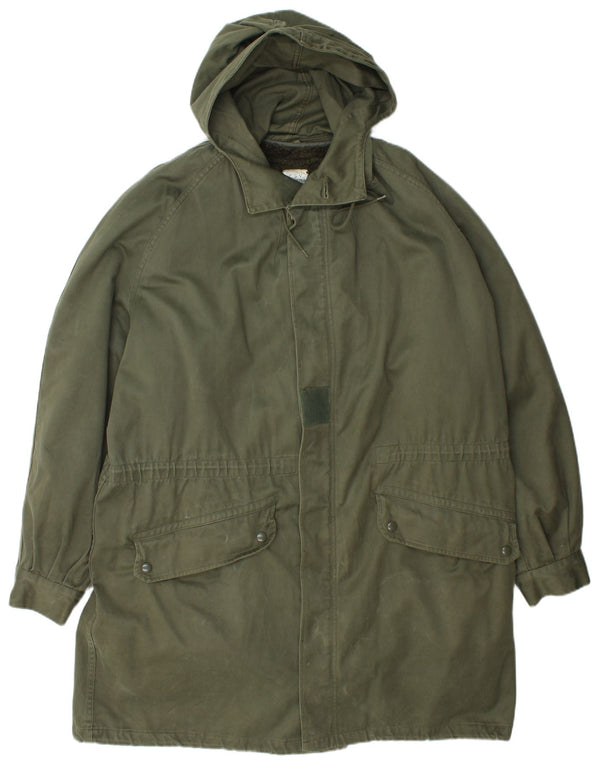 Jaqueta Parka masculina vintage com capuz UK 40 verde grande
