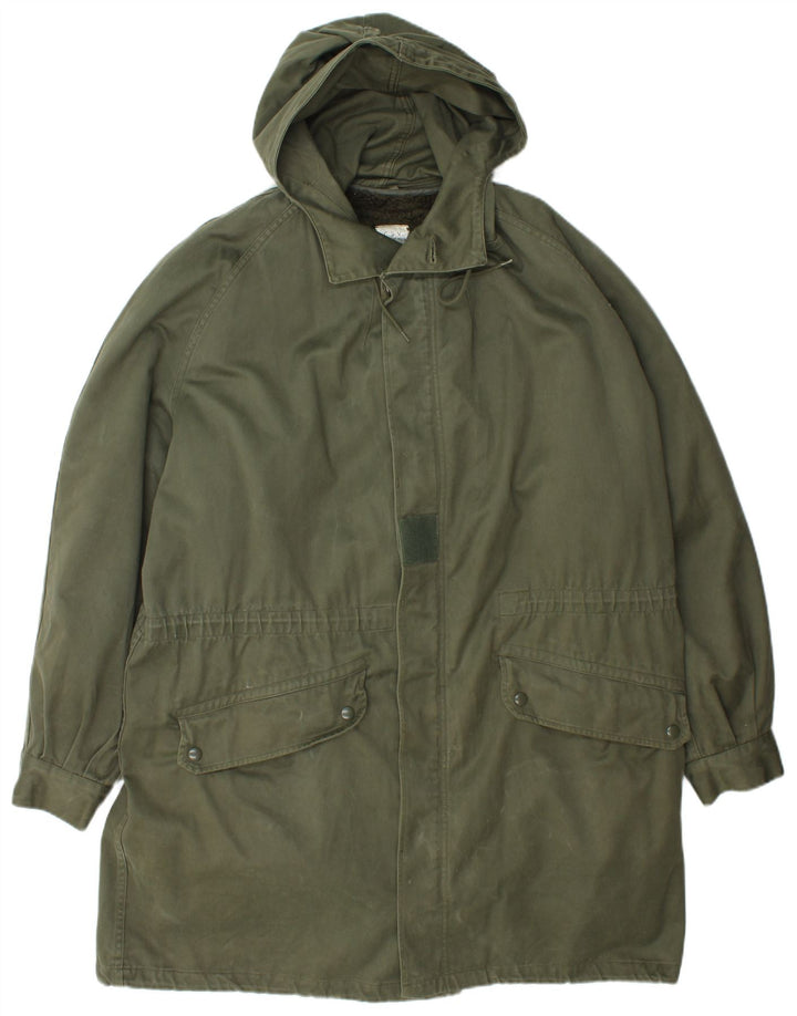 Jaqueta Parka masculina vintage com capuz UK 40 verde grande