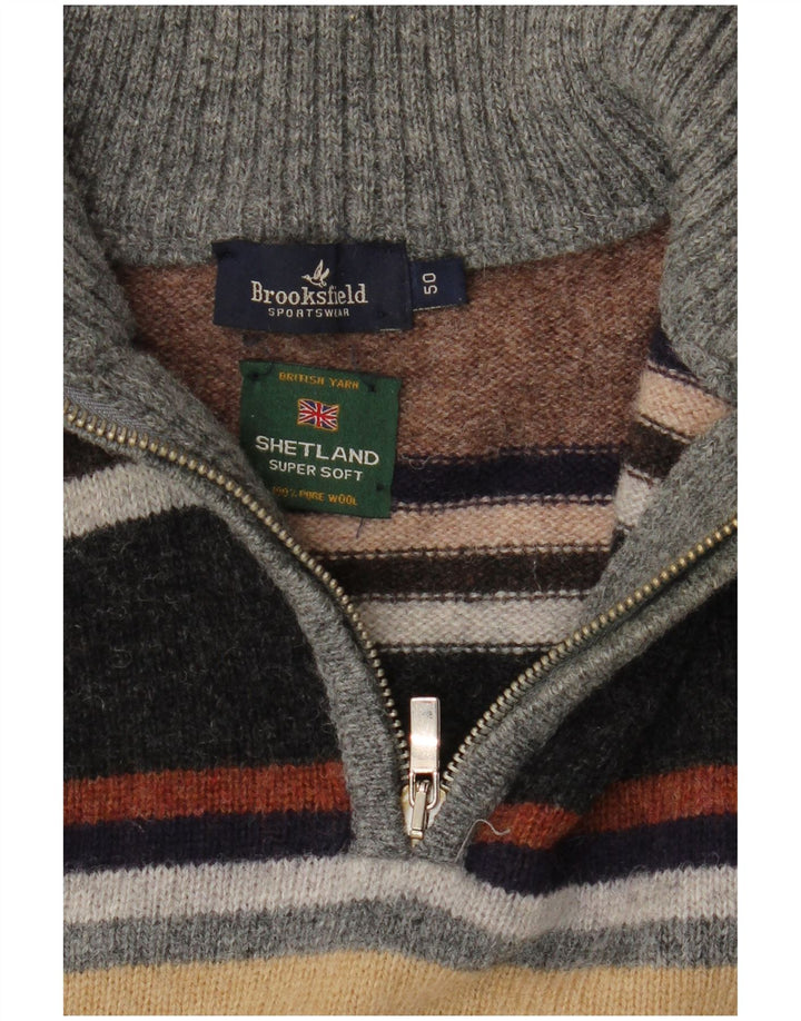 Suéter masculino Brooksfield com zíper e gola IT 50 médio listrado multicolorido