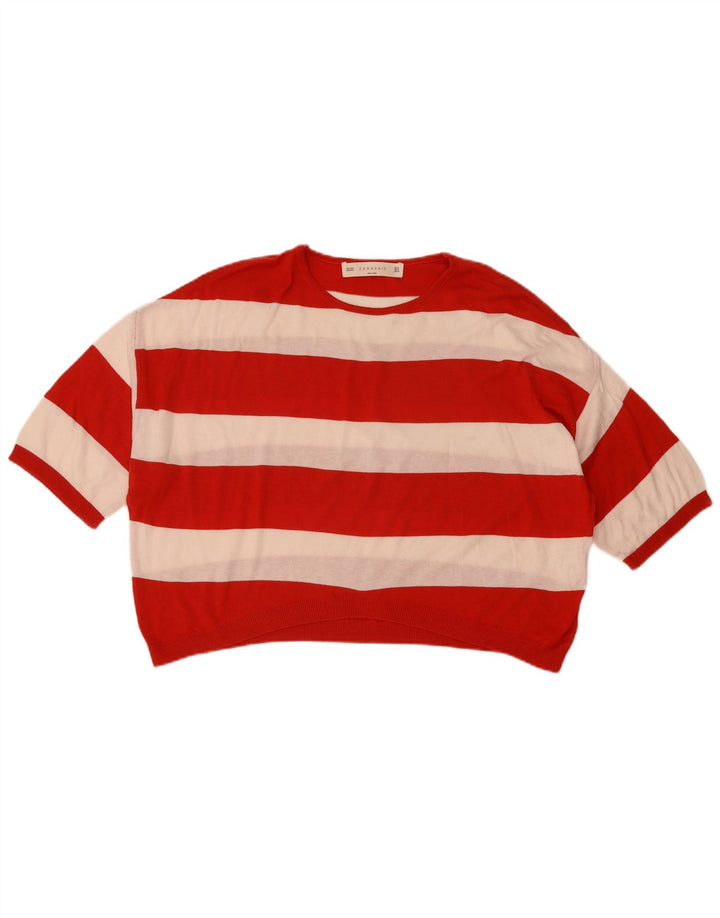 Zara Suéter feminino oversized com gola redonda e gola redonda Reino Unido 14 médio vermelho