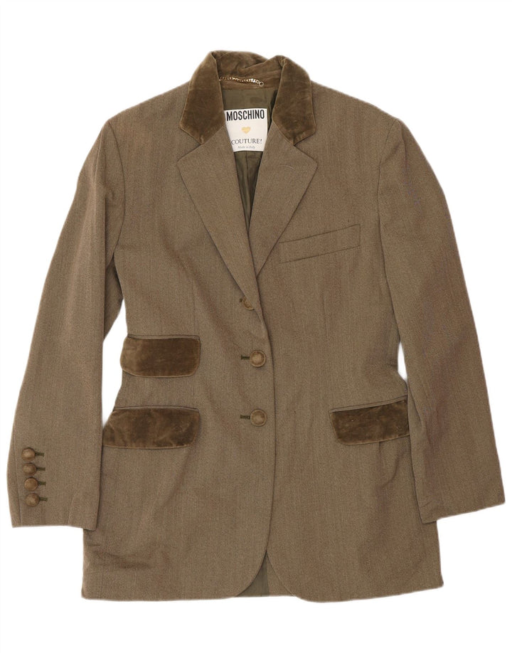 Conjunto de saia feminina MOSCHINO com 3 botões e 2 peças Reino Unido 12 médio W28 marrom clássico