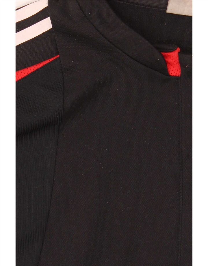 Adidas Mens Zip Neck Pullover Treino Top Grande Preto Colorblock