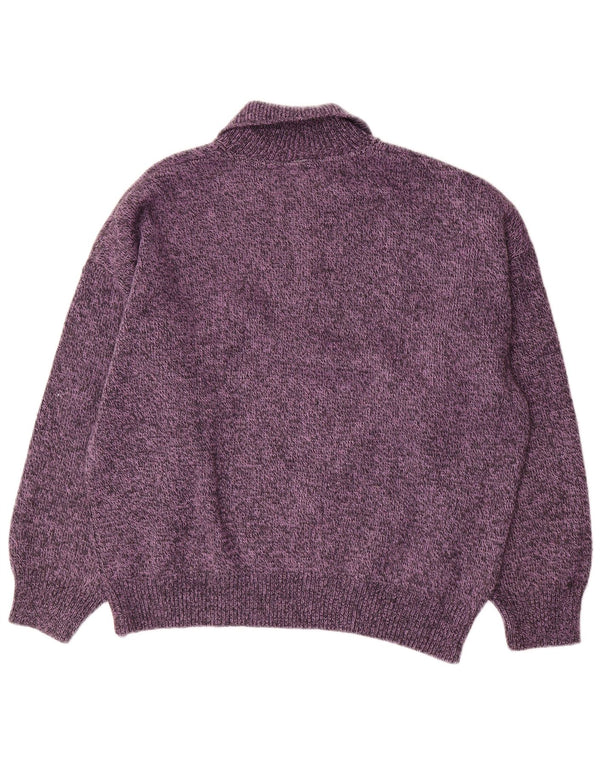 Vintage Mens Polo Neck Jumper Sweater XL Purple Flecked