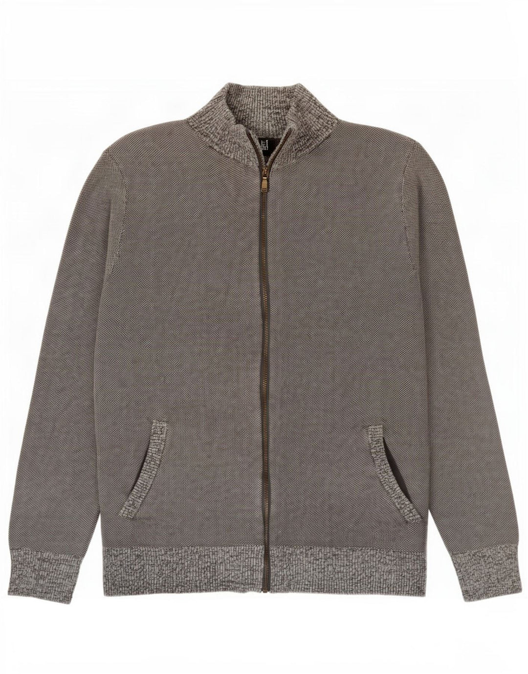 Suéter cardigã masculino branco material pequeno algodão cinza