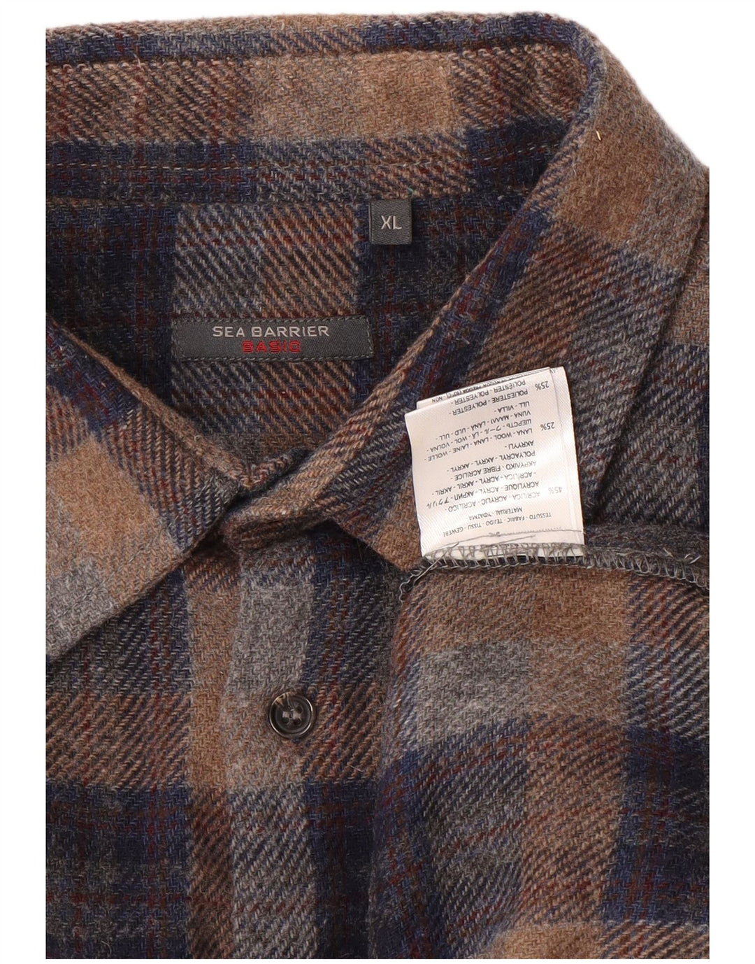 Camiseta masculina SEA BARRIER XL cinza xadrez acrílico