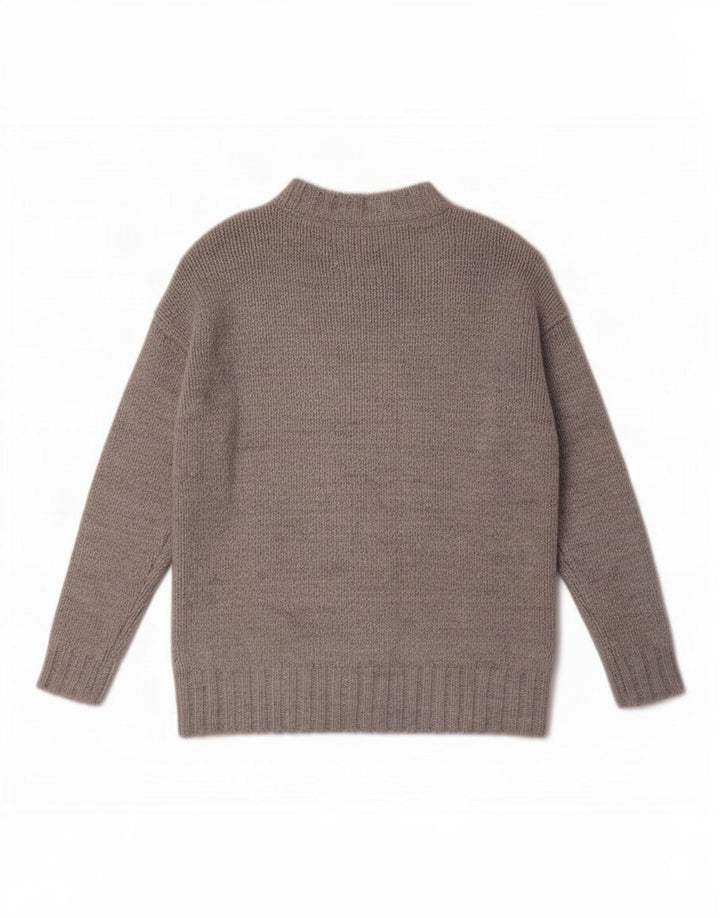 Marks & Spencer Suéter feminino oversized com gola redonda Reino Unido 10 pequeno cinza