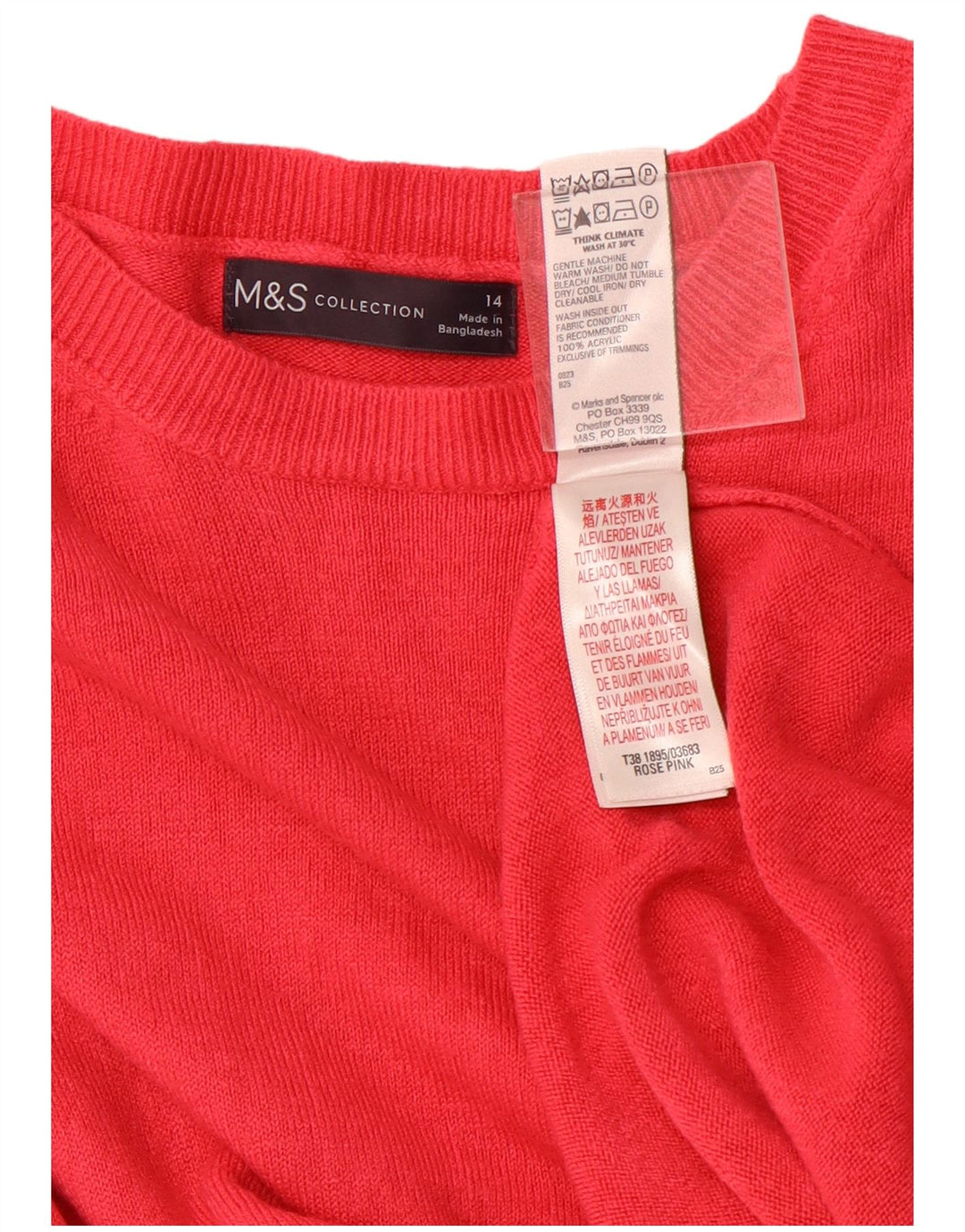 Suéter feminino com gola canoa MARKS & SPENCER Reino Unido 14 acrílico rosa médio