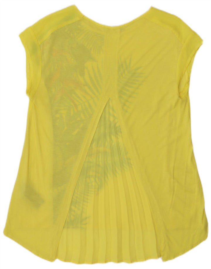 Túnica feminina Oasis UK 10 poliéster floral amarelo pequeno
