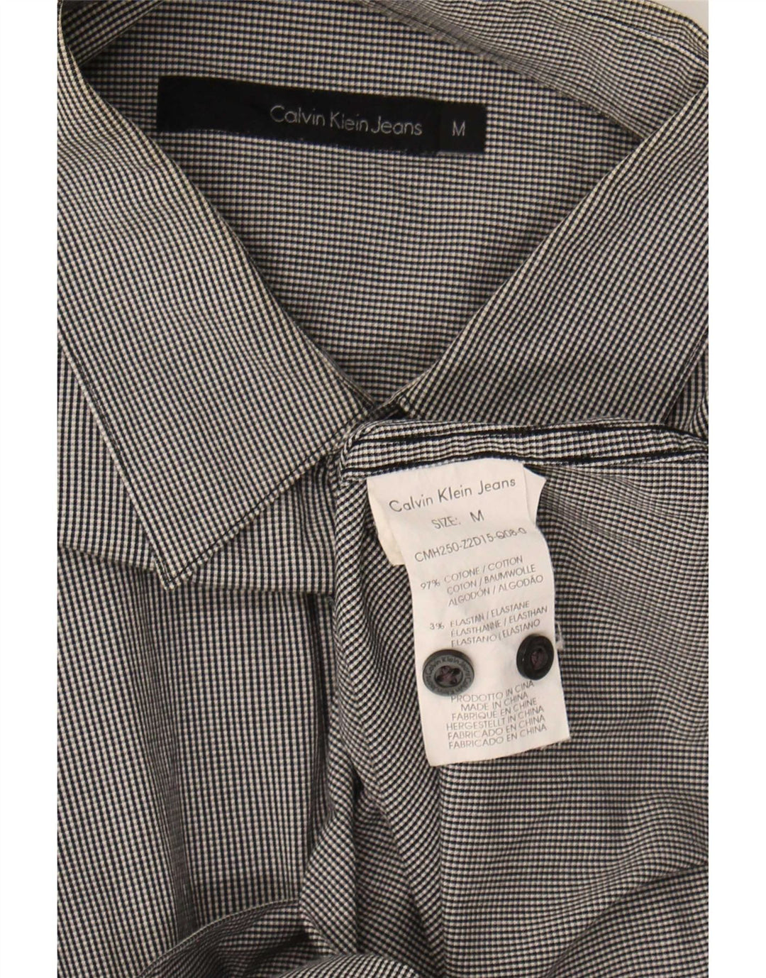 Calvin Klein Jeans Camisa masculina de algodão guingão cinza médio