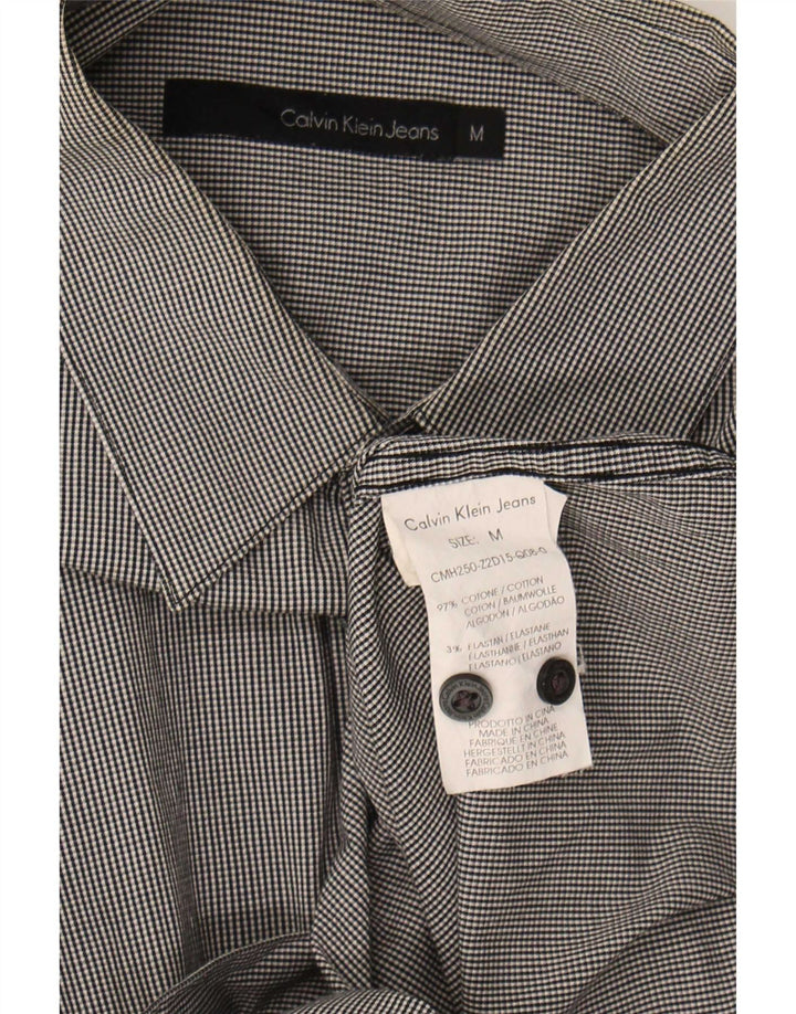 Calvin Klein Jeans Camisa masculina de algodão guingão cinza médio