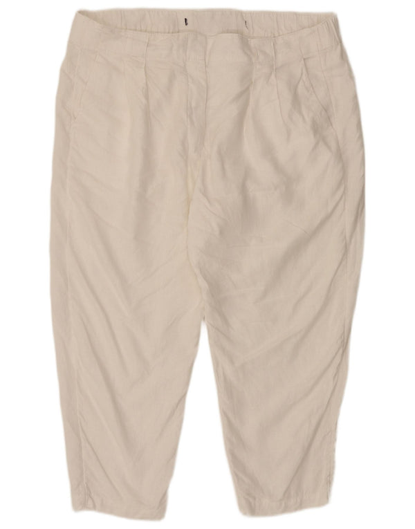 Calça feminina cortada cônica Marks & Spencer UK 20 2XL W40 L25 branca