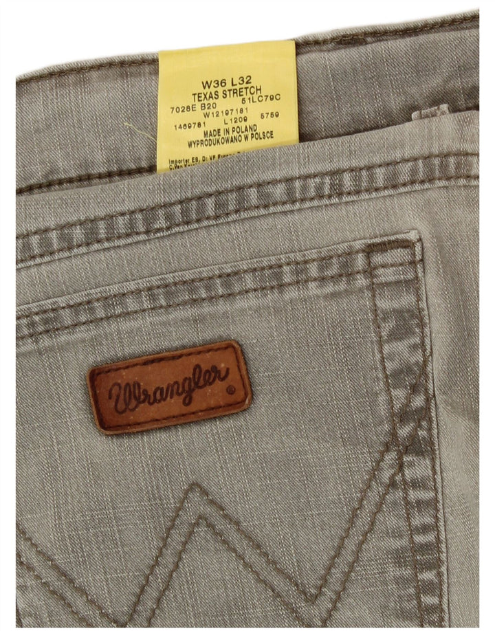 Wrangler Masculino Texas Stretch Straight Jeans W36 L32 Algodão Cinza