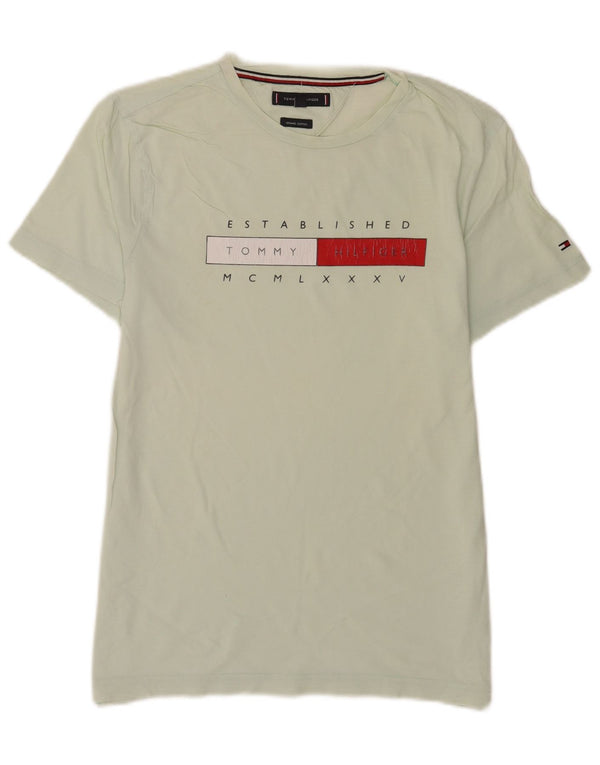 Tommy Hilfiger Camiseta masculina gráfica Top médio algodão verde