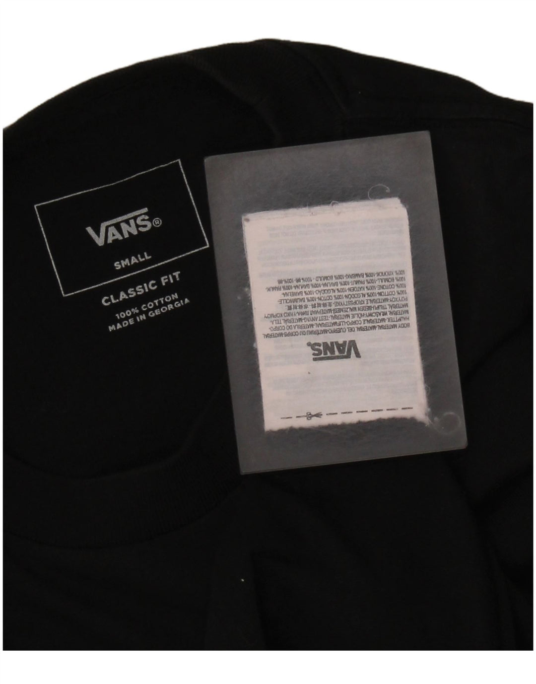 Camiseta masculina VANS Classic Fit gráfica top pequeno algodão preto