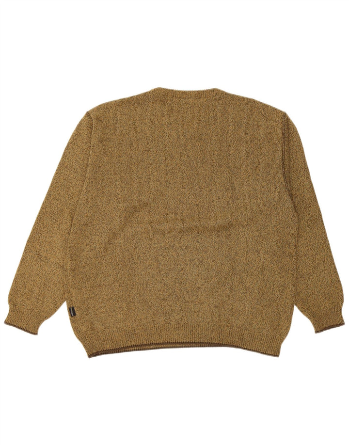 Suéter masculino Camel Active com decote em V, grande algodão manchado cáqui