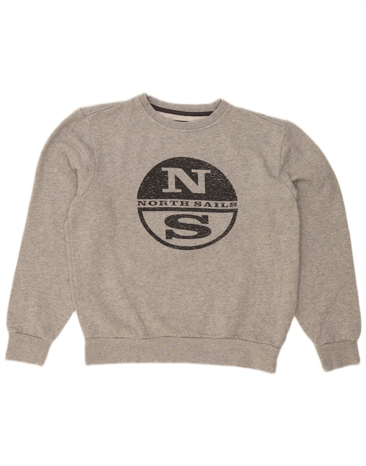 NORTH SAILS moletom gráfico feminino jumper UK 14 cinza médio manchado