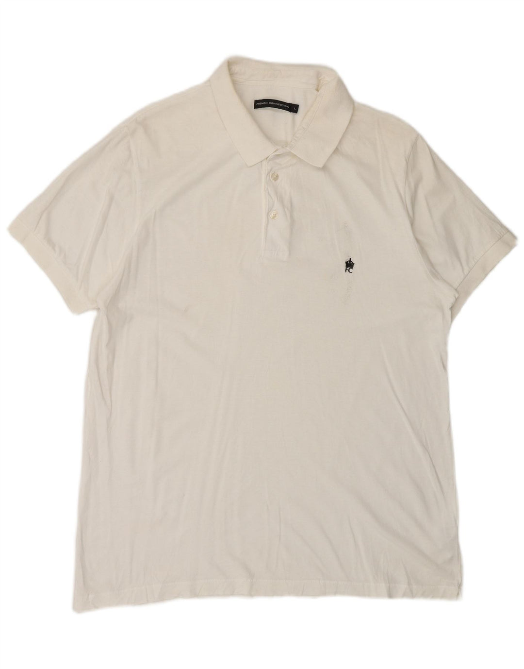 Camisa polo masculina FRENCH CONNECTION grande de algodão branco