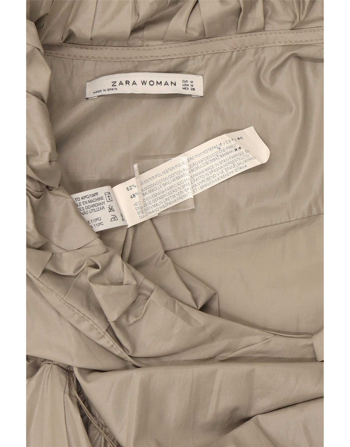 Vestido feminino Zara A-Line UK 12 poliéster cinza médio