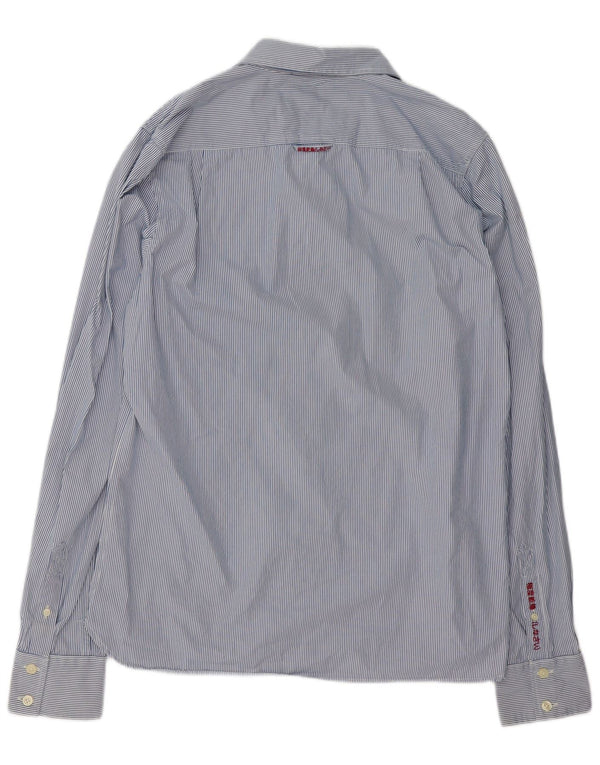 Camisa masculina Superdry 2XL algodão listrado azul