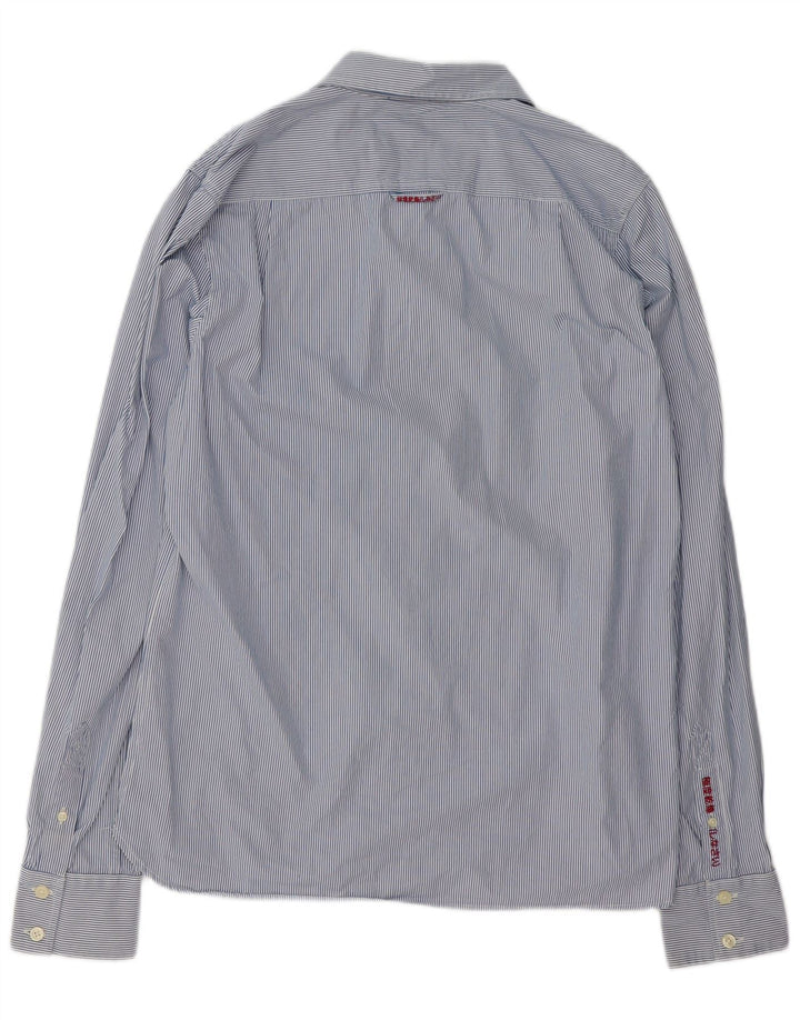 Camisa masculina Superdry 2XL algodão listrado azul