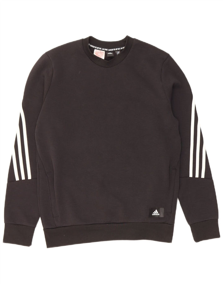 ADIDAS Menino Suéter Jumper 13-14 Anos Preto Algodão