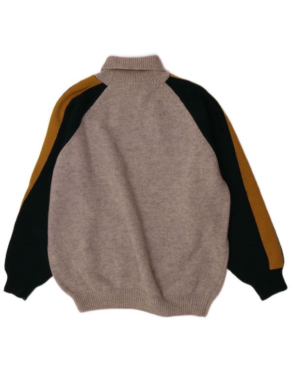 Suéter masculino Sisley com gola redonda e gola redonda XL cinza colorblock lã