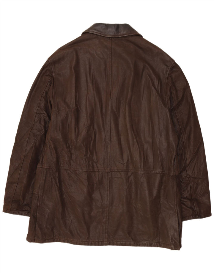 Jaqueta de couro masculina VINTAGE IT 52 XL couro marrom
