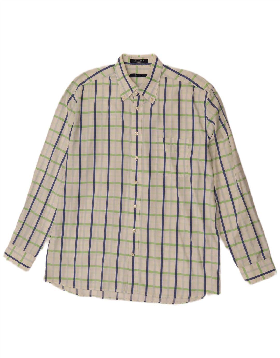 Camisa masculina GANT Regular Fit XL algodão xadrez branco