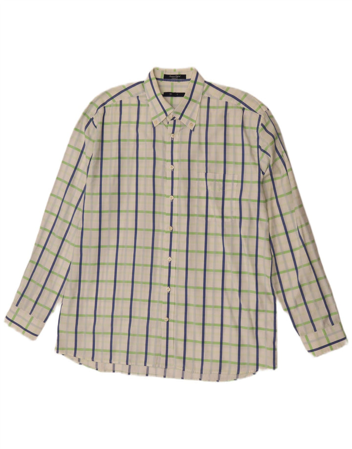 Camisa masculina GANT Regular Fit XL algodão xadrez branco