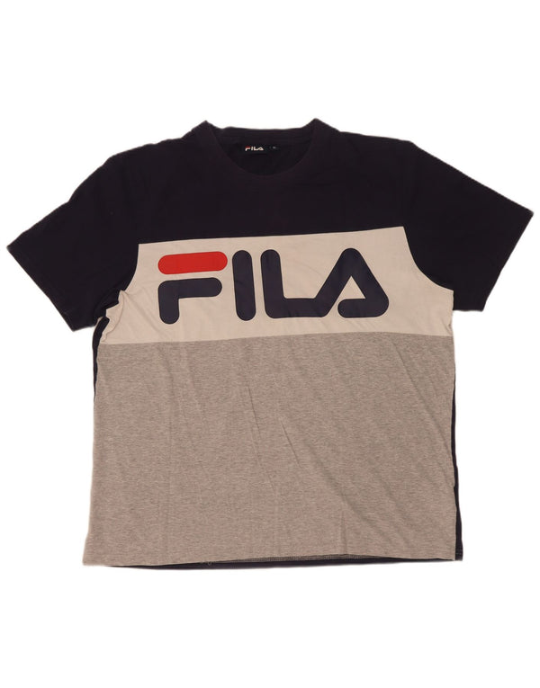 Camiseta masculina Fila Graphic Top XL algodão colorblock multicolorido
