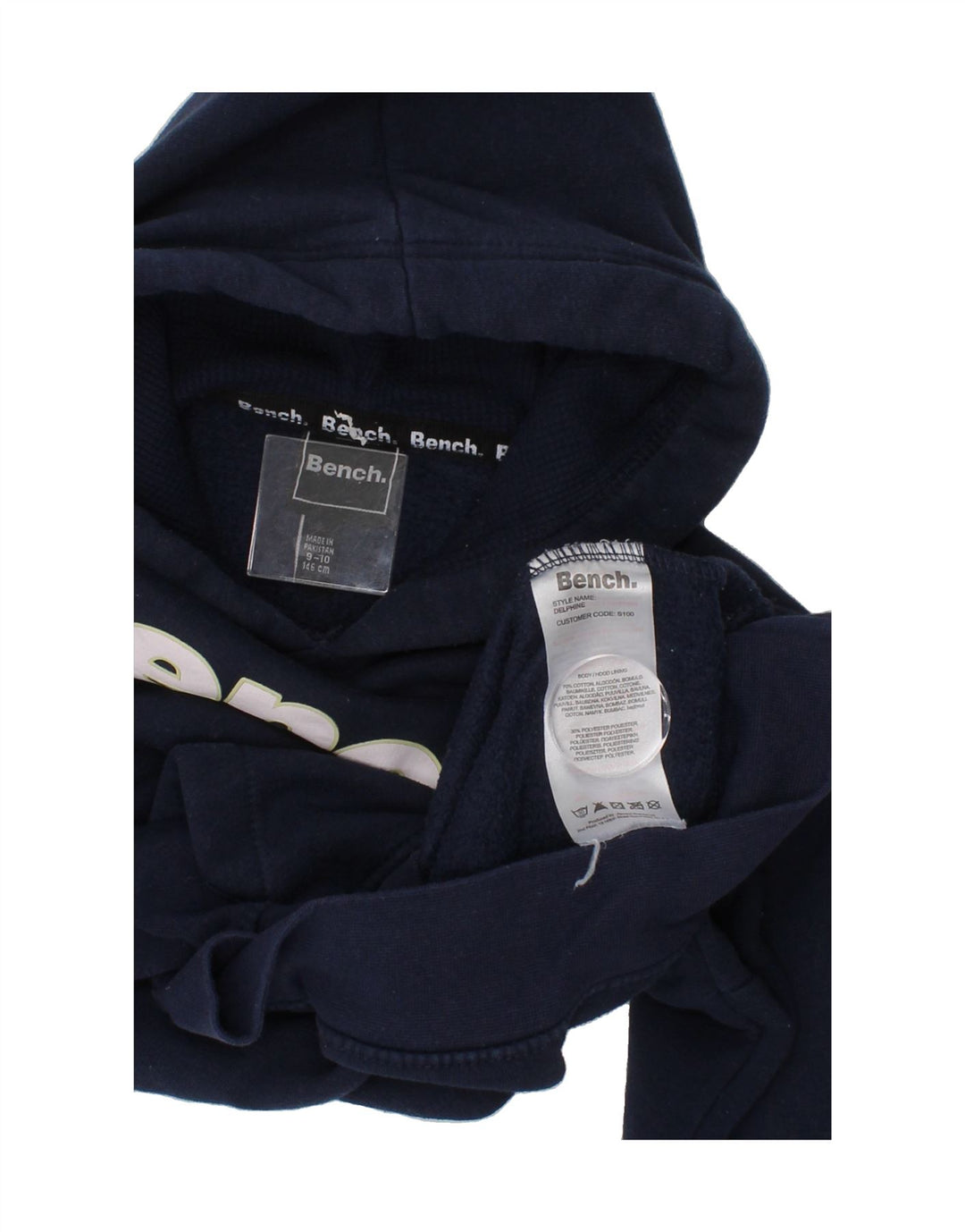 BENCH Boys Graphic Hoodie Jumper 9-10 Years Navy Blue Cotton Vintage Bench and Second-Hand Bench from Messina Hembry 