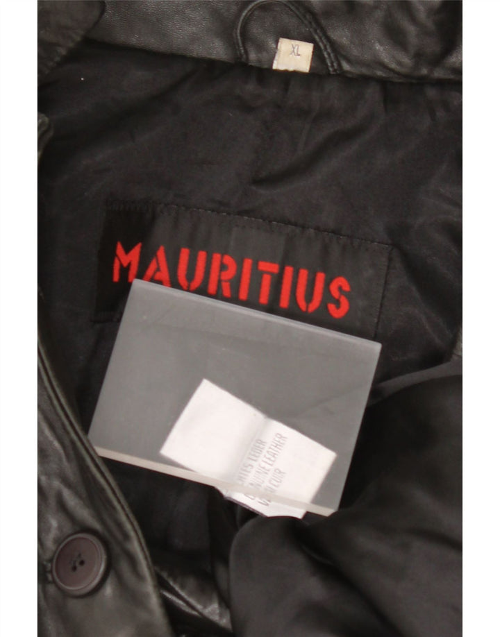 Jaqueta blazer feminina de couro com 3 botões MAURITIUS Reino Unido 18 XL couro preto