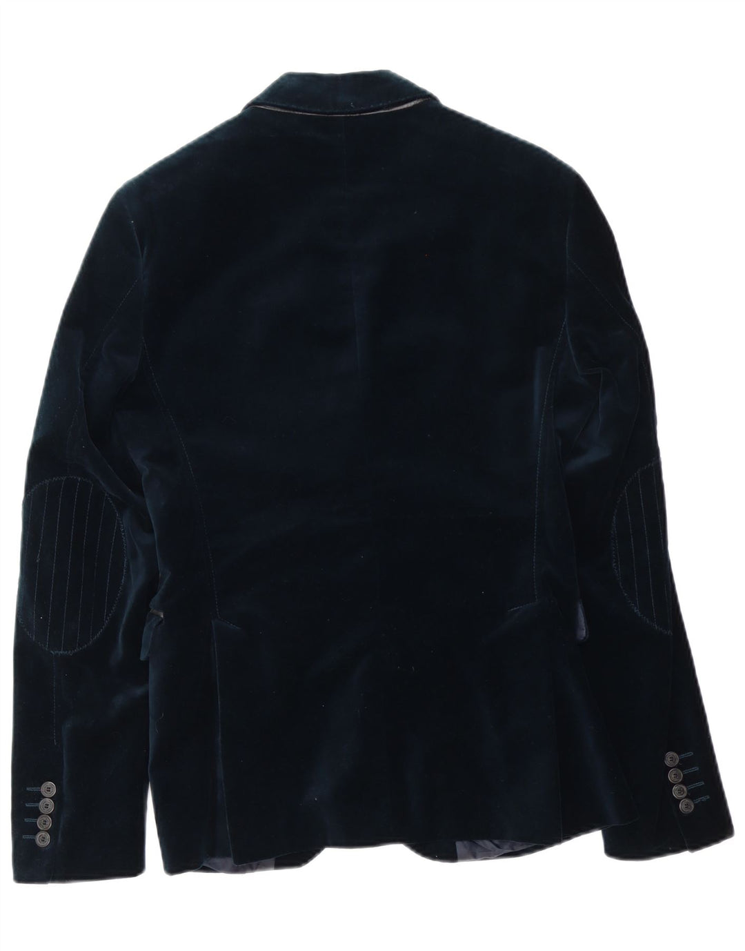 Zara Jaqueta blazer masculina de veludo com 2 botões UE 46 pequena azul marinho poliéster