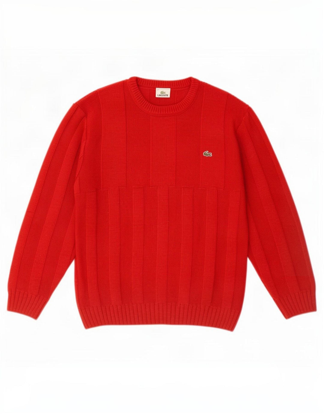 Suéter masculino Lacoste com gola redonda, tamanho 4, lã vermelha média