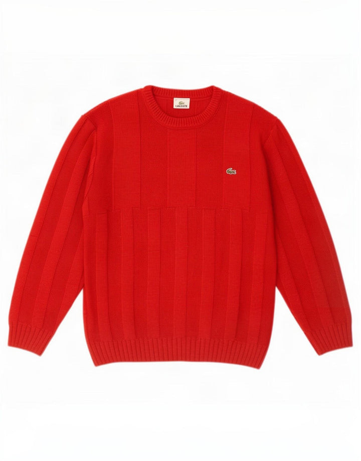 Suéter masculino Lacoste com gola redonda, tamanho 4, lã vermelha média