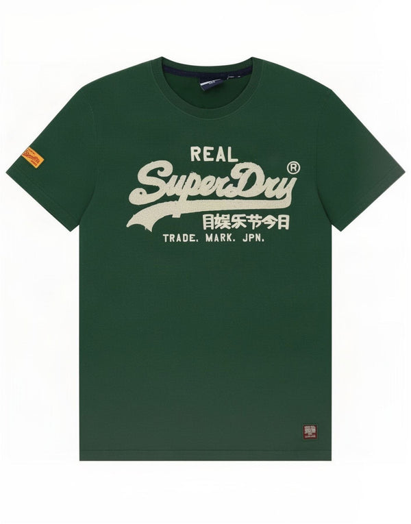Camiseta gráfica masculina Superdry Top médio algodão verde