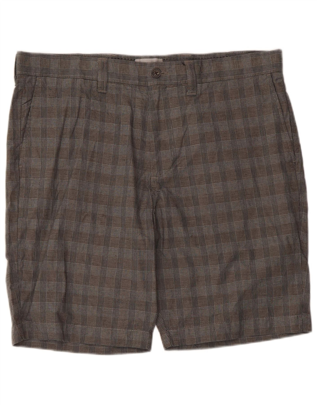 Shorts chino masculino Marks & Spencer W36 grande algodão xadrez cinza
