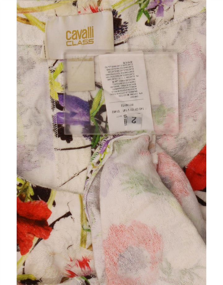 Vestido feminino JUST CAVALLI tamanho 2 pequeno algodão floral branco