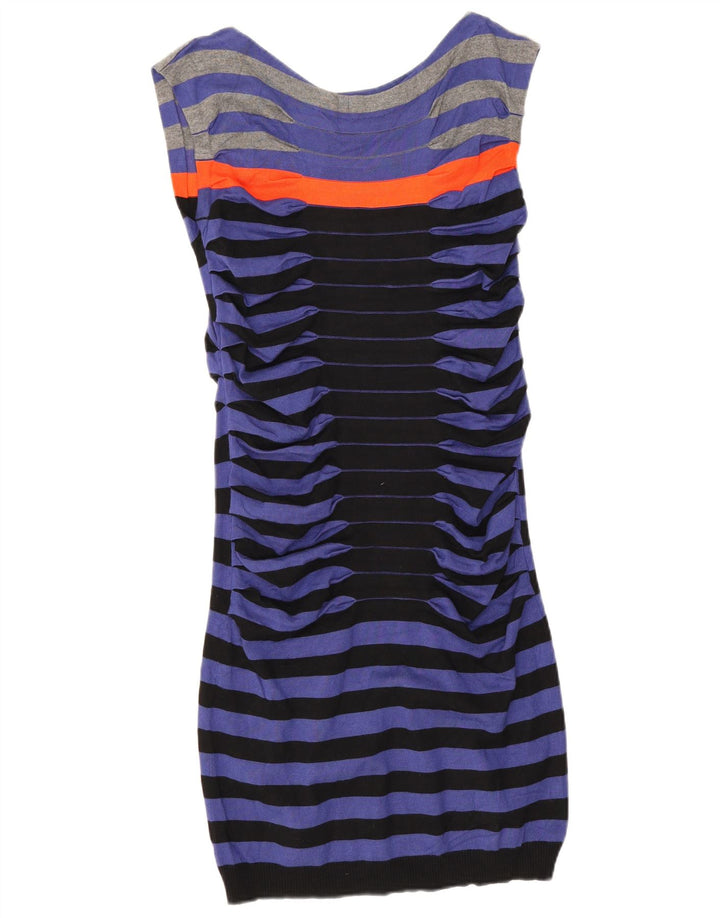 Vestido bodycon feminino Ted Baker tamanho 3 viscose listrada azul médio