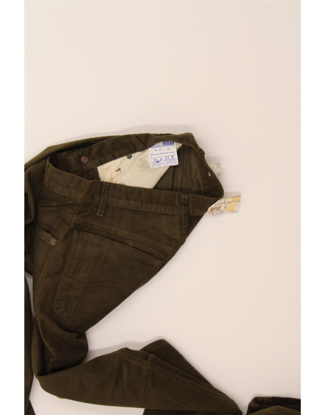 RIFLE Womens Straight Casual Trousers W26 L36 Khaki Cotton Vintage Rifle and Second-Hand Rifle from Messina Hembry 